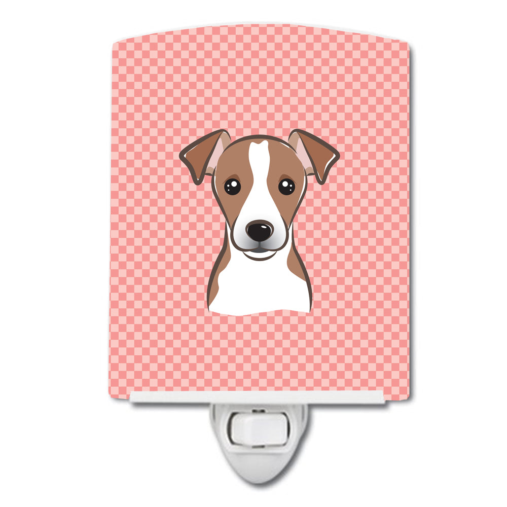 Checkerboard Pink Jack Russell Terrier Ceramic Night Light BB1260CNL - the-store.com