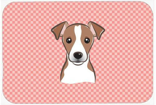Checkerboard Pink Jack Russell Terrier Mouse Pad, Hot Pad or Trivet BB1260MP by Caroline&#39;s Treasures
