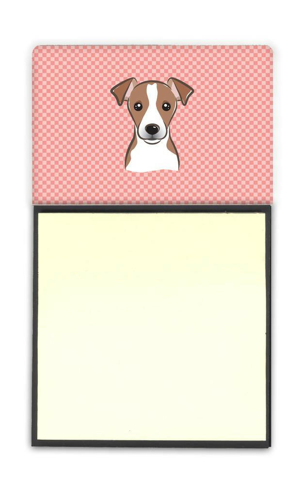Checkerboard Pink Jack Russell Terrier Refiillable Sticky Note Holder or Postit Note Dispenser BB1260SN by Caroline's Treasures