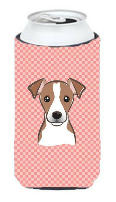Checkerboard Pink Jack Russell Terrier Tall Boy Beverage Insulator Hugger BB1260TBC by Caroline&#39;s Treasures