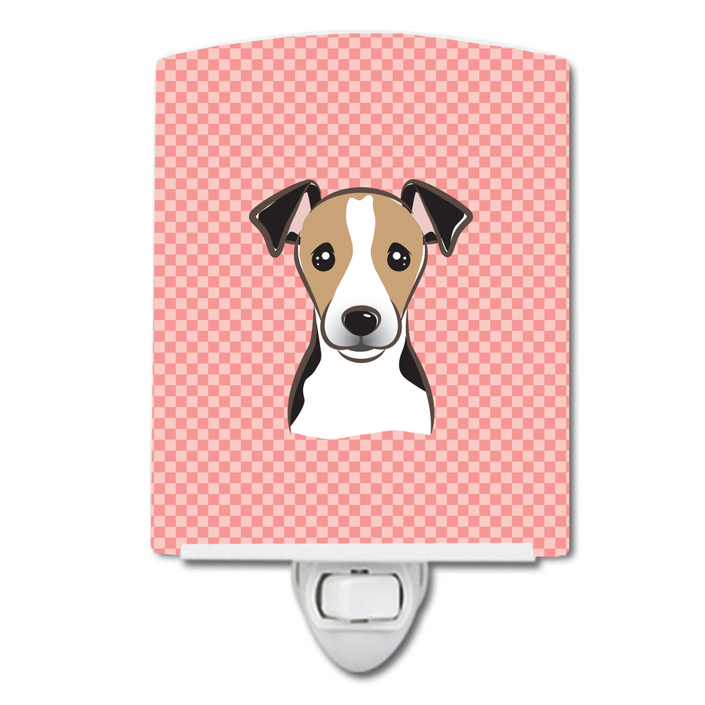 Checkerboard Pink Jack Russell Terrier Ceramic Night Light BB1261CNL - the-store.com