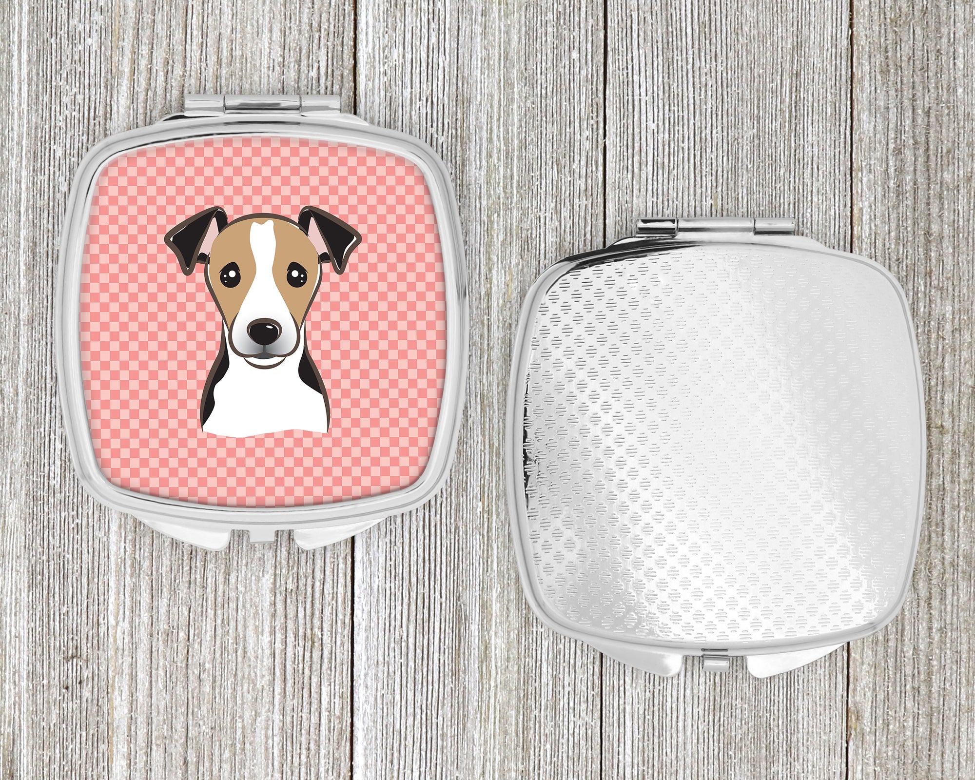 Checkerboard Pink Jack Russell Terrier Compact Mirror BB1261SCM