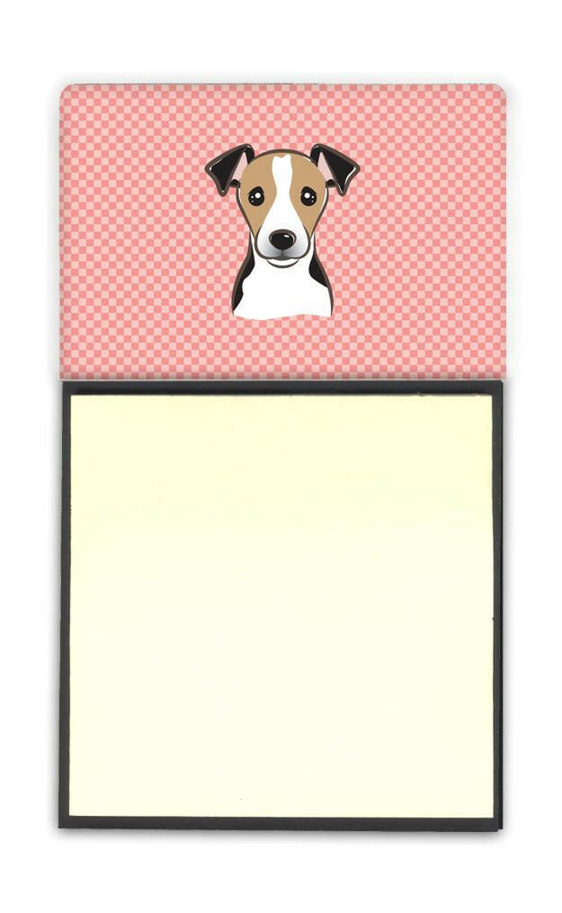 Checkerboard Pink Jack Russell Terrier Refiillable Sticky Note Holder or Postit Note Dispenser BB1261SN by Caroline's Treasures