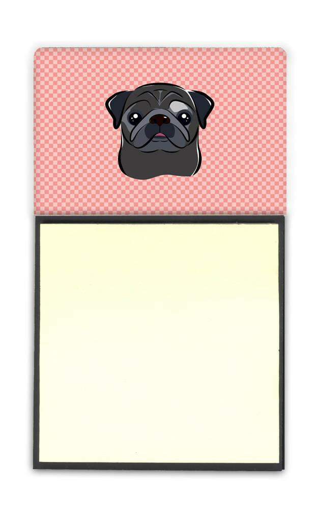 Checkerboard Pink Black Pug Refiillable Sticky Note Holder or Postit Note Dispenser BB1263SN by Caroline's Treasures