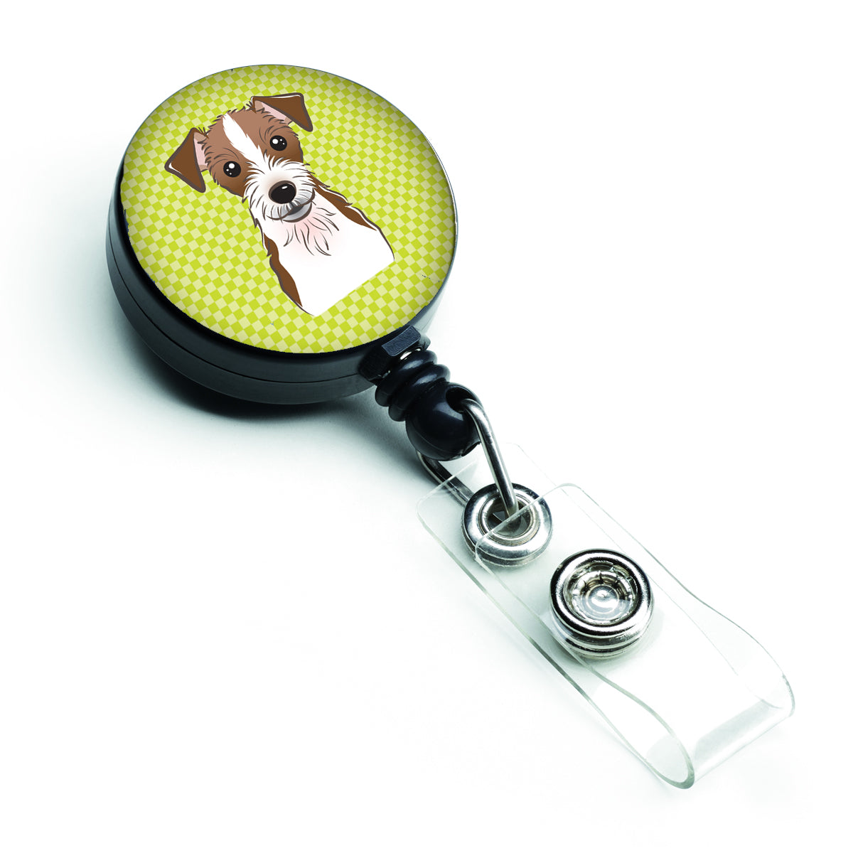 Bobine de badge rétractable Checkerboard vert citron Jack Russell Terrier BB1264BR