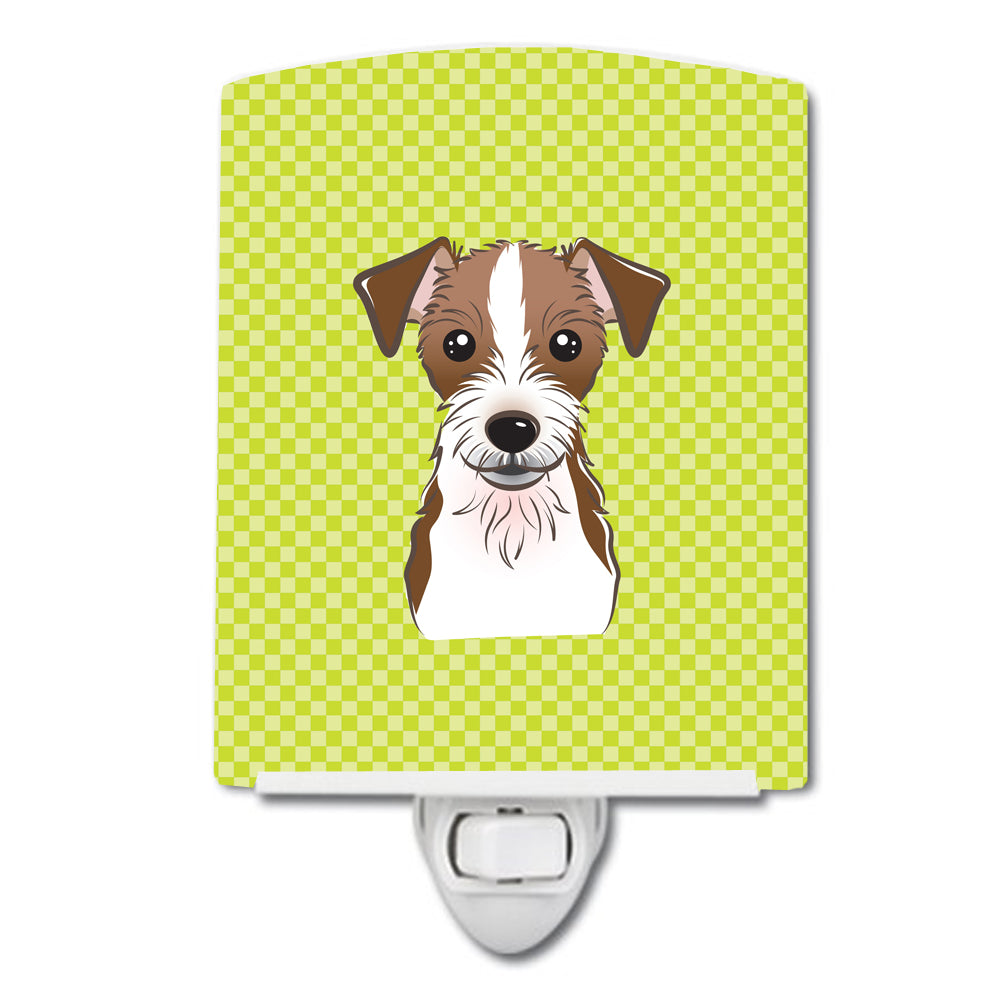 Checkerboard Lime Green Jack Russell Terrier Ceramic Night Light BB1264CNL - the-store.com