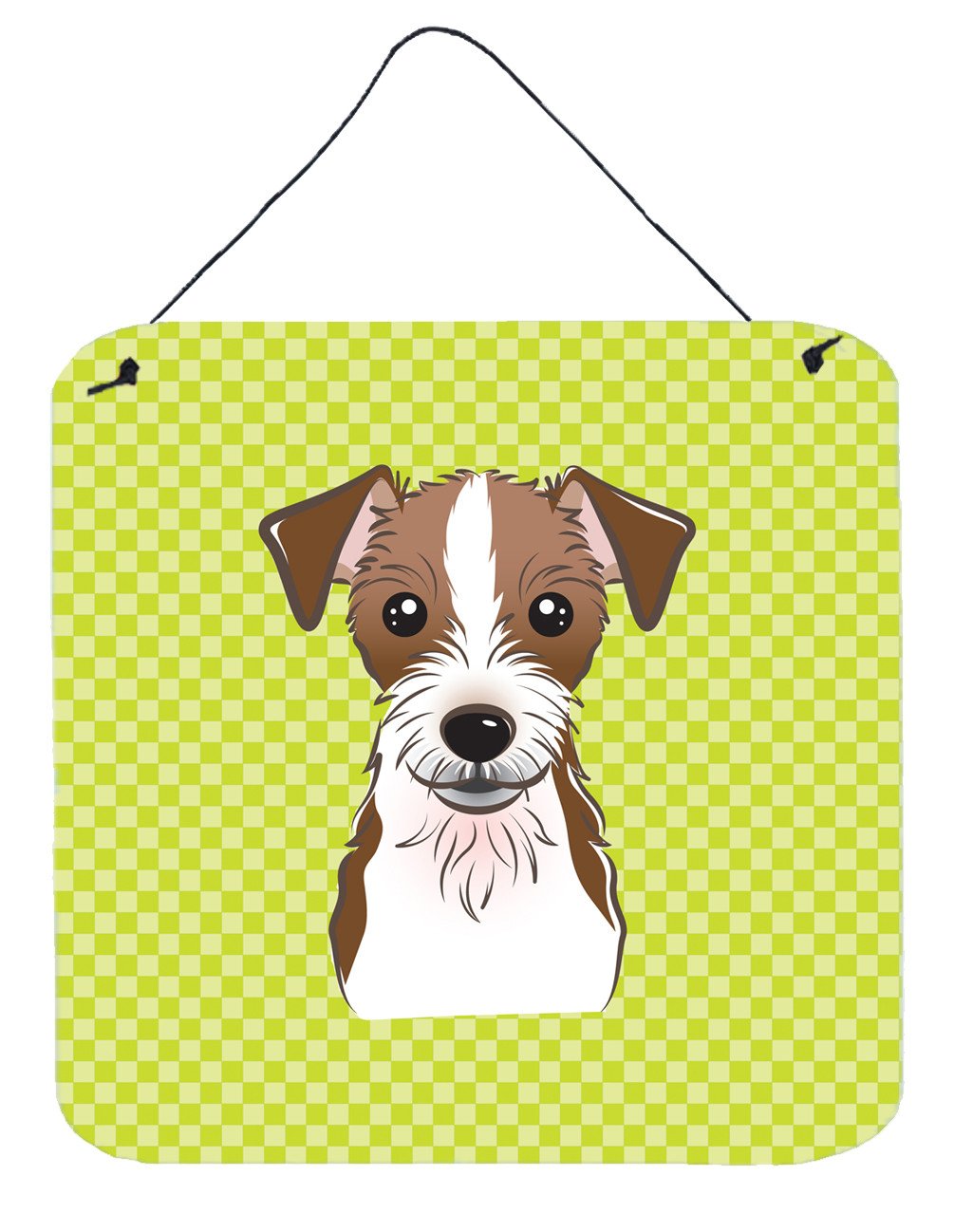 Checkerboard Lime Green Jack Russell Terrier Wall or Door Hanging Prints BB1264DS66 by Caroline's Treasures
