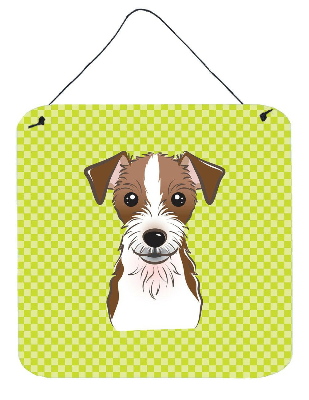 Checkerboard Lime Green Jack Russell Terrier Wall or Door Hanging Prints BB1264DS66 by Caroline&#39;s Treasures