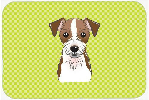 Checkerboard Lime Green Jack Russell Terrier Mouse Pad, Hot Pad or Trivet BB1264MP by Caroline&#39;s Treasures