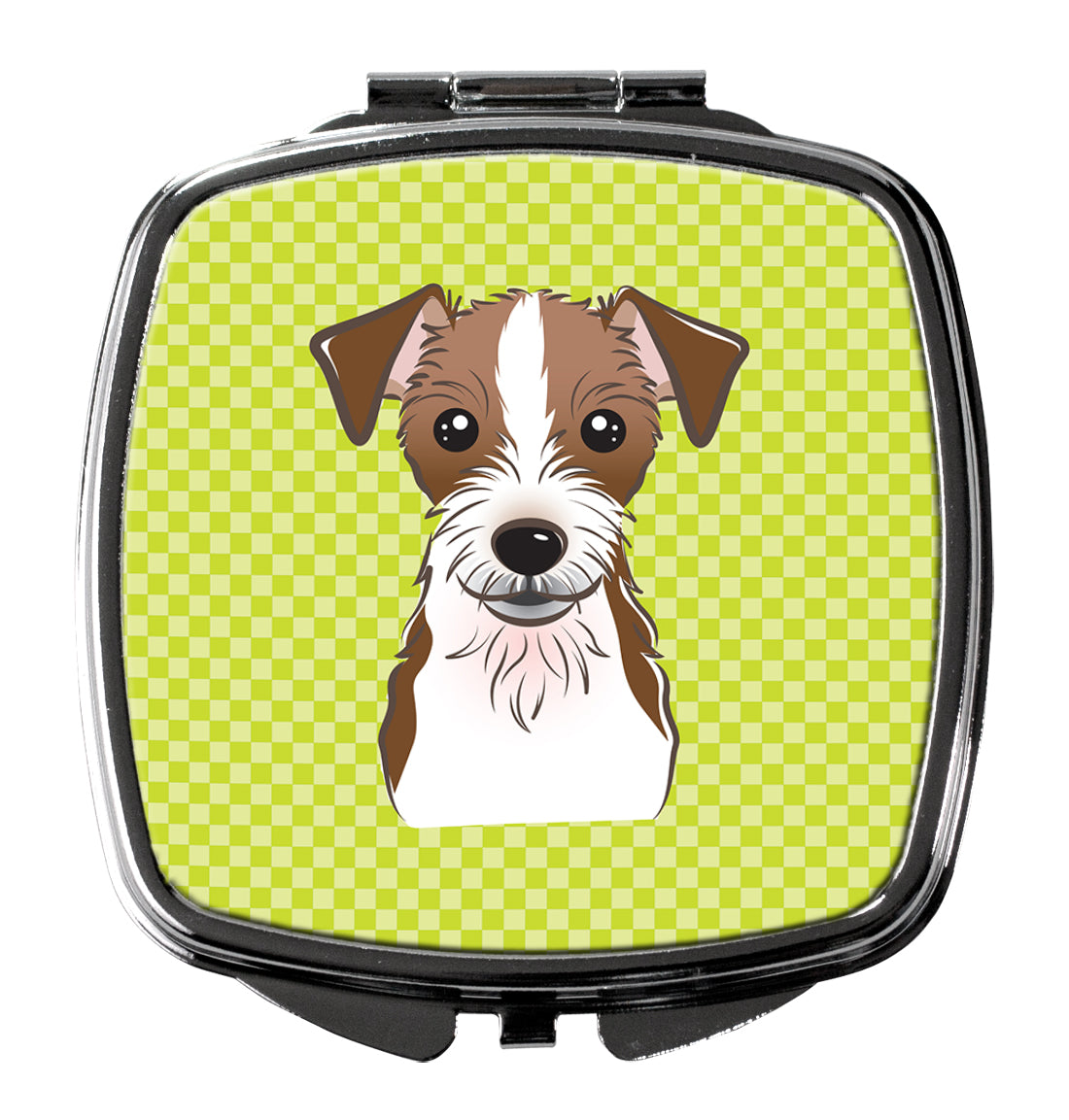 Checkerboard Lime Green Jack Russell Terrier Compact Mirror BB1264SCM  the-store.com.