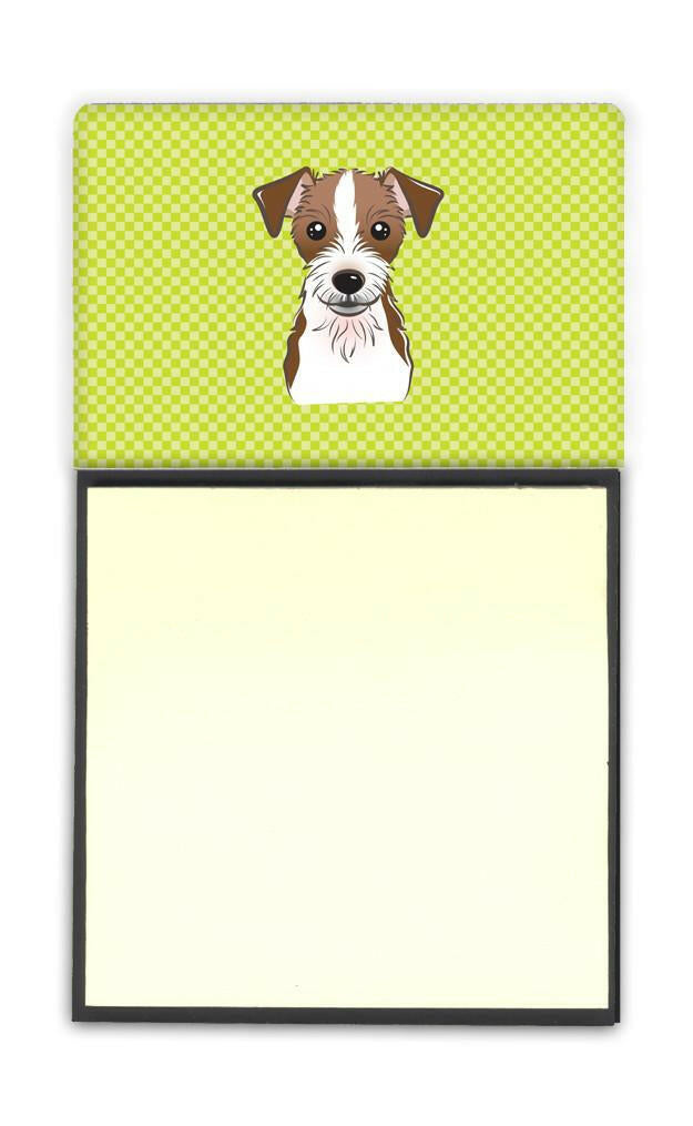 Checkerboard Lime Green Jack Russell Terrier Refiillable Sticky Note Holder or Postit Note Dispenser BB1264SN by Caroline's Treasures