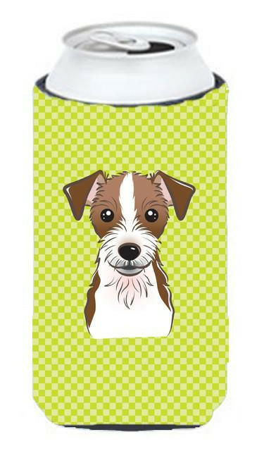 Checkerboard Lime Green Jack Russell Terrier Tall Boy Beverage Insulator Hugger BB1264TBC by Caroline&#39;s Treasures
