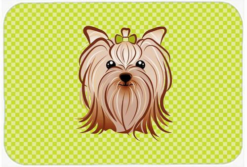 Checkerboard Lime Green Yorkie Yorkshire Terrier Mouse Pad, Hot Pad or Trivet BB1266MP by Caroline&#39;s Treasures