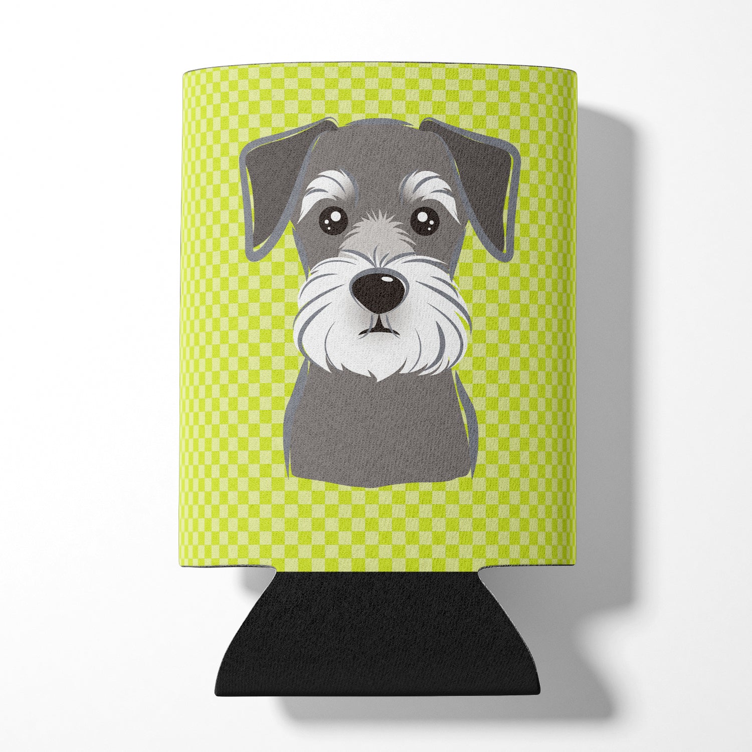 Checkerboard Lime Green Schnauzer Can or Bottle Hugger BB1268CC
