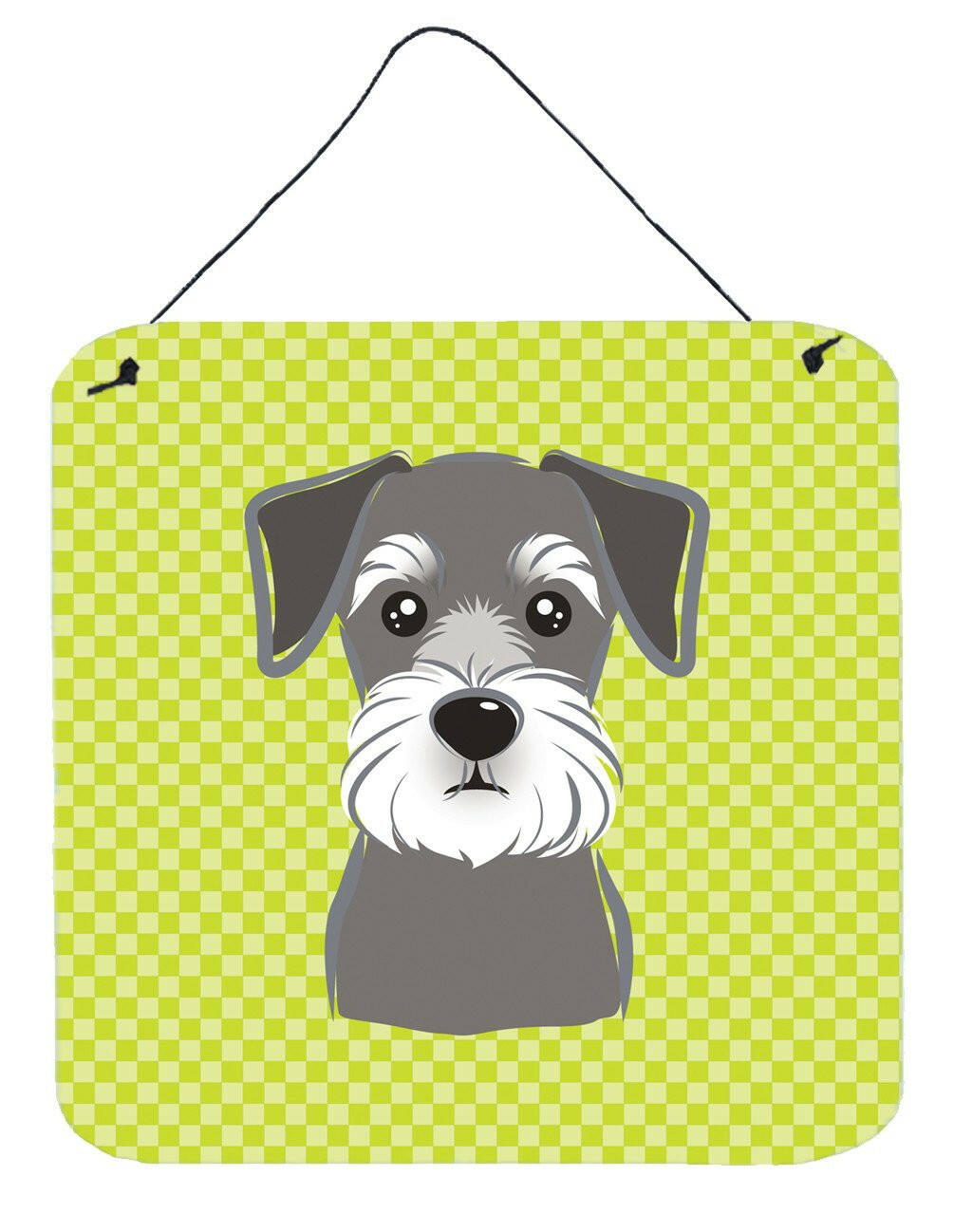 Checkerboard Lime Green Schnauzer Wall or Door Hanging Prints BB1268DS66 by Caroline&#39;s Treasures
