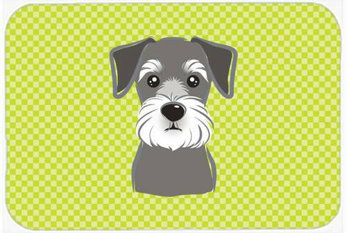 Checkerboard Lime Green Schnauzer Mouse Pad, Hot Pad or Trivet BB1268MP by Caroline&#39;s Treasures