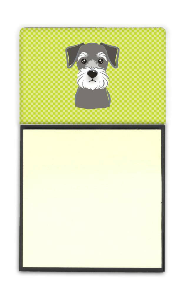 Checkerboard Lime Green Schnauzer Refiillable Sticky Note Holder or Postit Note Dispenser BB1268SN by Caroline's Treasures