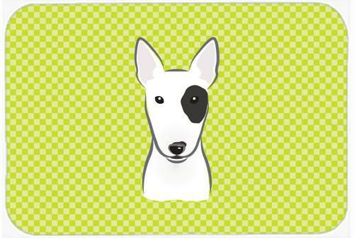 Checkerboard Lime Green Bull Terrier Mouse Pad, Hot Pad or Trivet BB1271MP by Caroline&#39;s Treasures