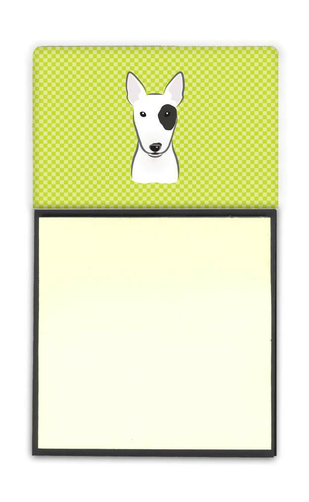 Checkerboard Lime Green Bull Terrier Refiillable Sticky Note Holder or Postit Note Dispenser BB1271SN by Caroline&#39;s Treasures