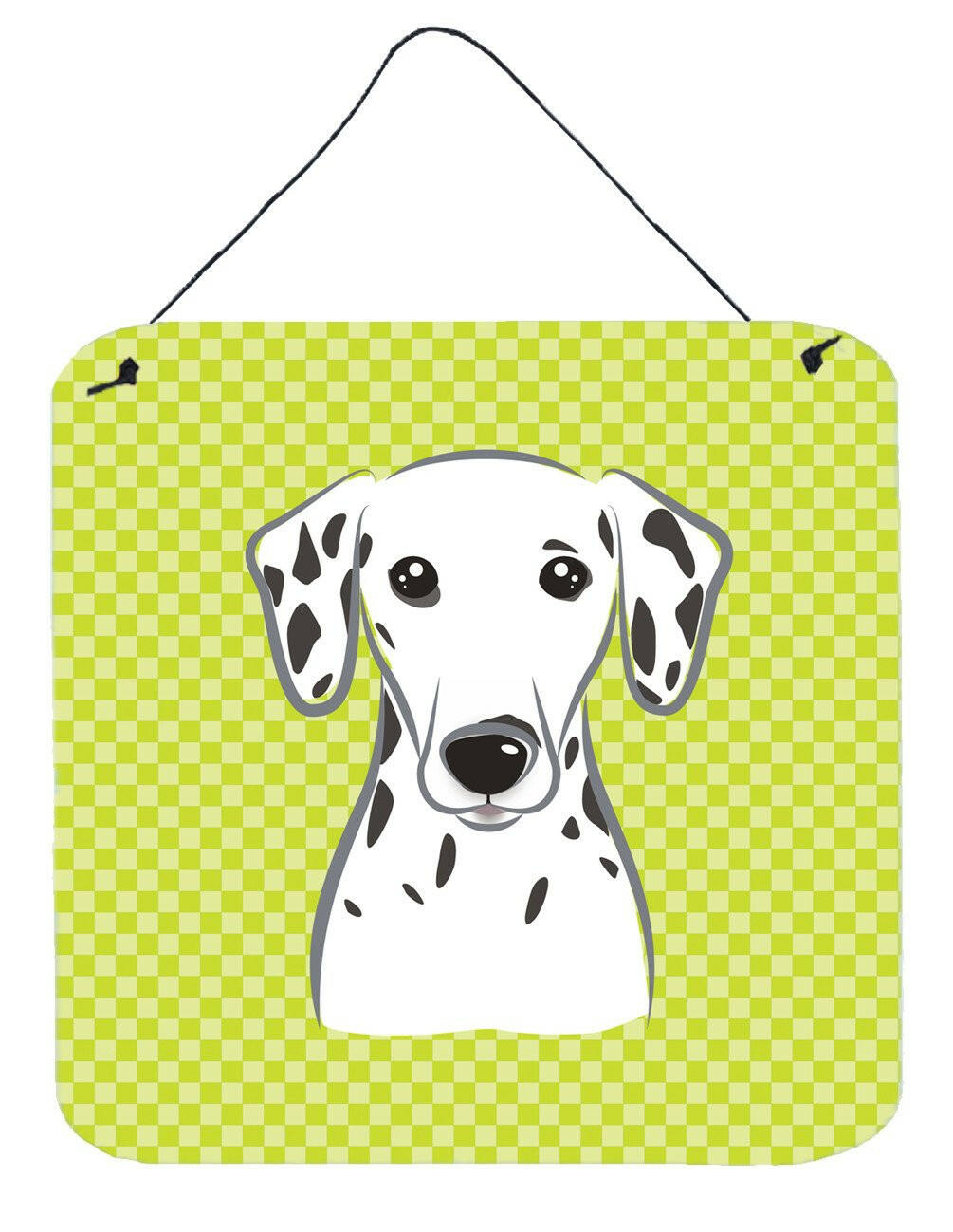 Checkerboard Lime Green Dalmatian Wall or Door Hanging Prints BB1272DS66 by Caroline's Treasures