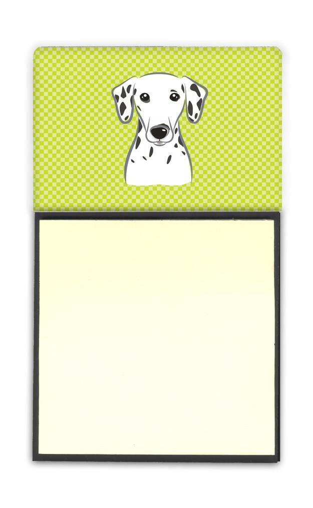 Checkerboard Lime Green Dalmatian Refiillable Sticky Note Holder or Postit Note Dispenser BB1272SN by Caroline's Treasures