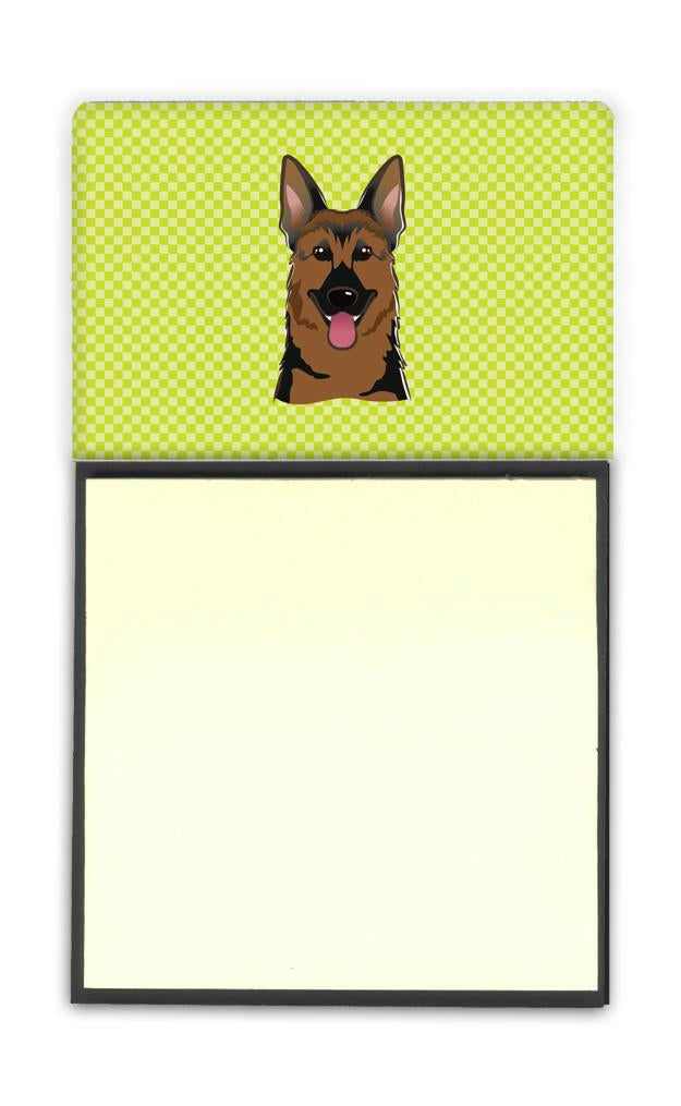 Checkerboard Lime Green German Shepherd Refiillable Sticky Note Holder or Postit Note Dispenser BB1273SN by Caroline&#39;s Treasures