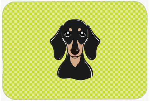 Checkerboard Lime Green Smooth Black and Tan Dachshund Mouse Pad, Hot Pad or Trivet BB1277MP by Caroline&#39;s Treasures