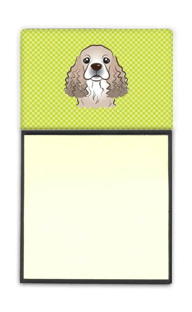 Checkerboard Lime Green Cocker Spaniel Refiillable Sticky Note Holder or Postit Note Dispenser BB1278SN by Caroline's Treasures