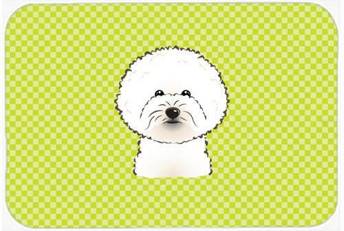 Checkerboard Lime Green Bichon Frise Mouse Pad, Hot Pad or Trivet BB1279MP by Caroline&#39;s Treasures