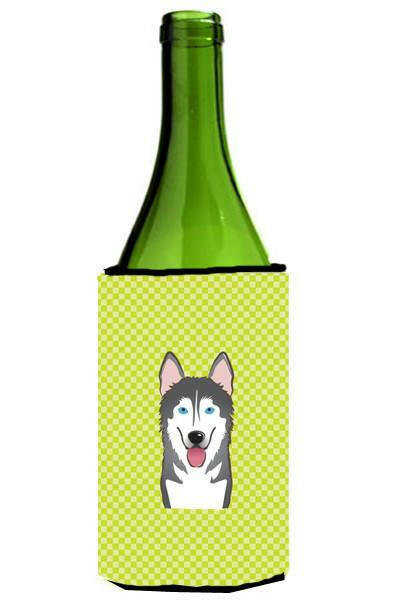 Checkerboard Lime Green Alaskan Malamute Wine Bottle Beverage Insulator Hugger BB1280LITERK by Caroline&#39;s Treasures