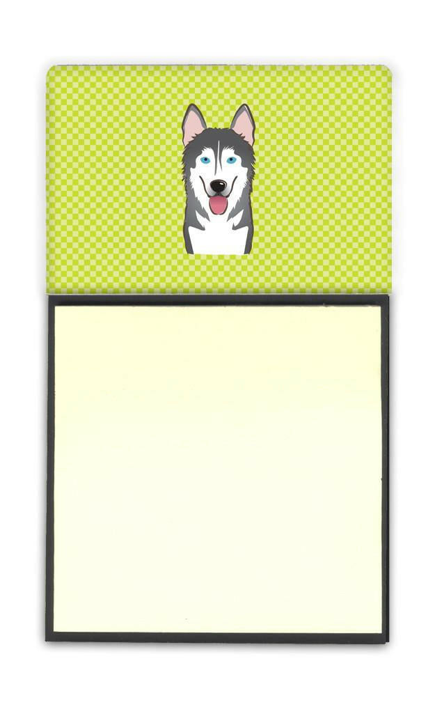 Checkerboard Lime Green Alaskan Malamute Refiillable Sticky Note Holder or Postit Note Dispenser BB1280SN by Caroline&#39;s Treasures