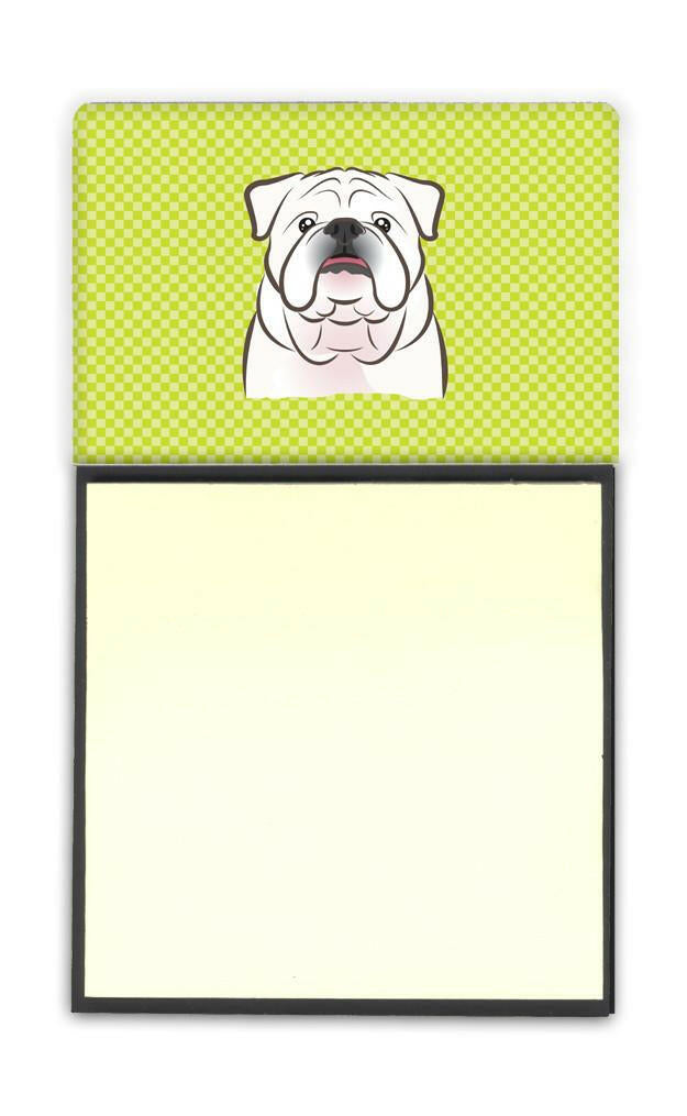 Checkerboard Lime Green White English Bulldog  Refiillable Sticky Note Holder or Postit Note Dispenser BB1282SN by Caroline's Treasures