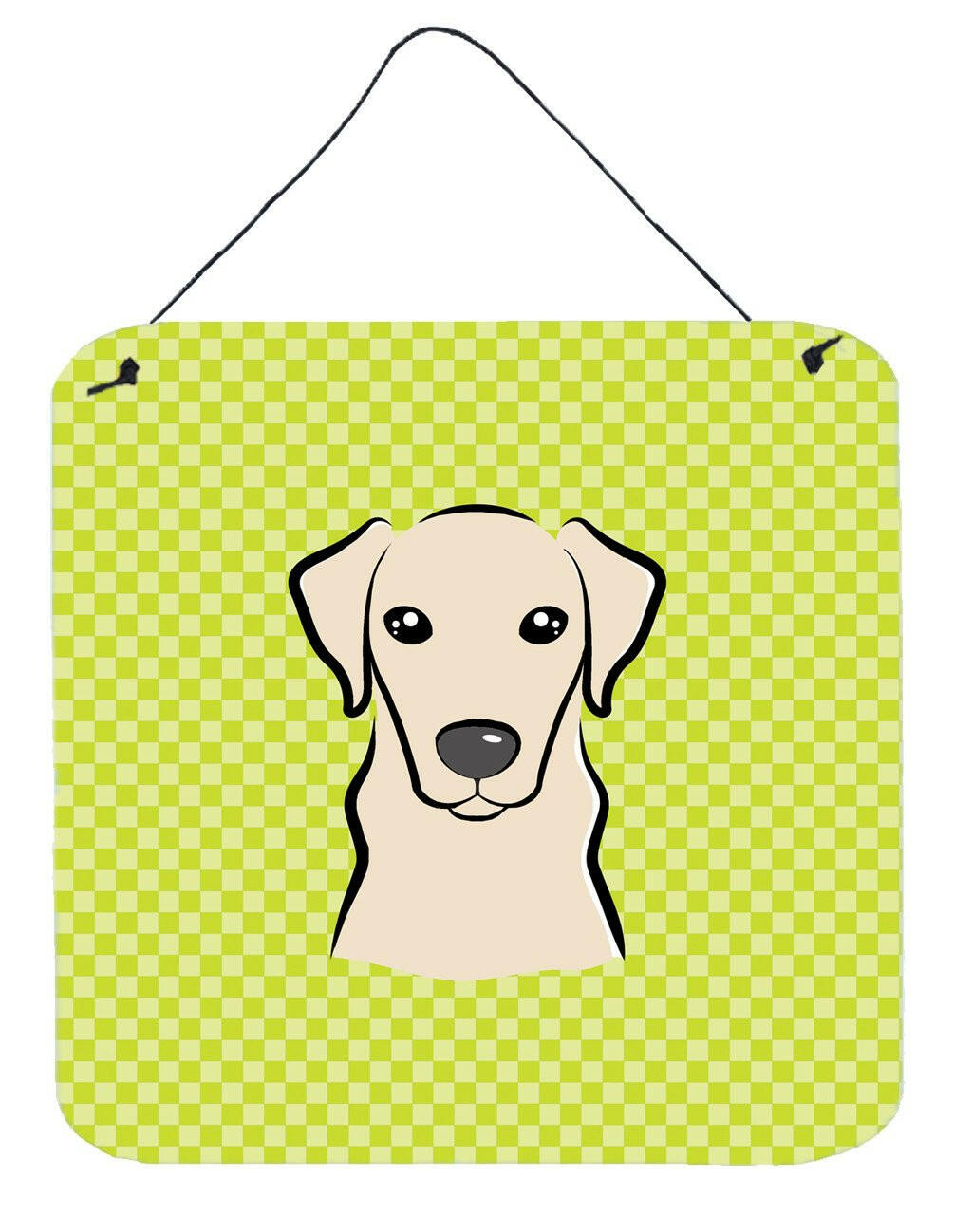 Checkerboard Lime Green Yellow Labrador Wall or Door Hanging Prints BB1284DS66 by Caroline&#39;s Treasures