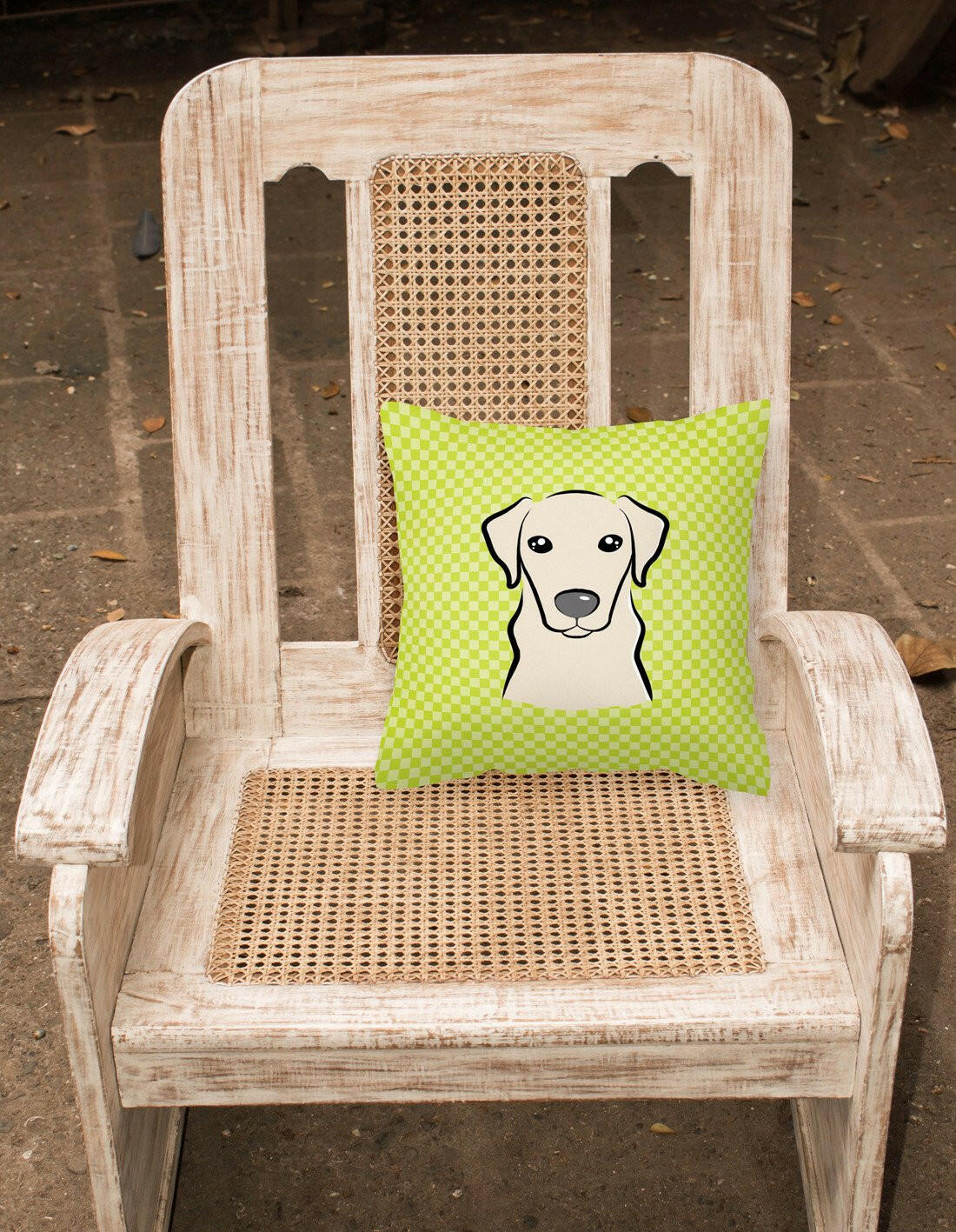 Checkerboard Lime Green Yellow Labrador Canvas Fabric Decorative Pillow BB1284PW1414 - the-store.com