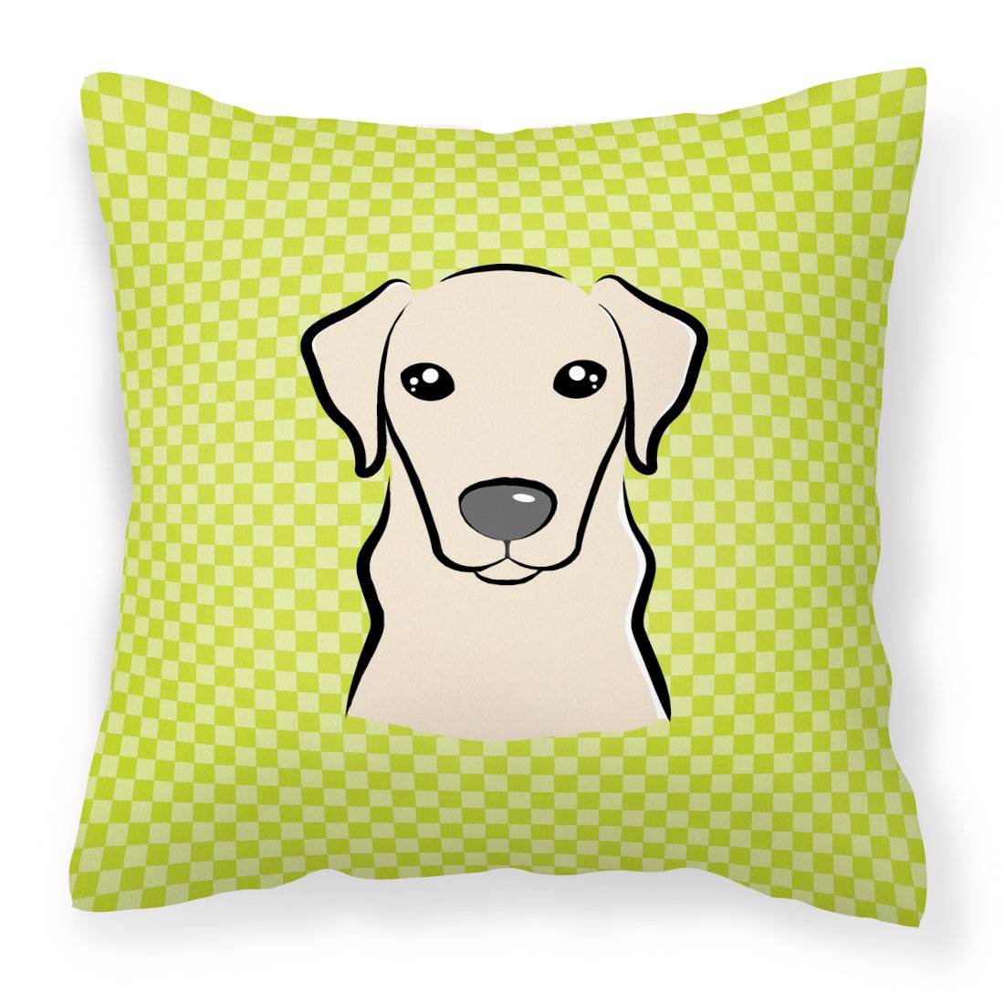 Checkerboard Lime Green Yellow Labrador Canvas Fabric Decorative Pillow by Caroline&#39;s Treasures