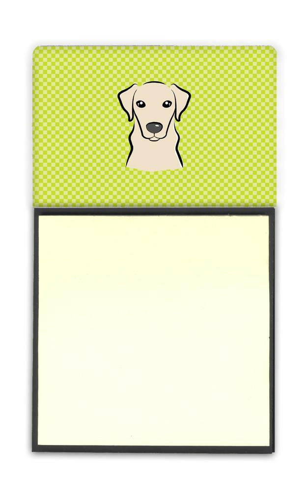 Checkerboard Lime Green Yellow Labrador Refiillable Sticky Note Holder or Postit Note Dispenser BB1284SN by Caroline&#39;s Treasures