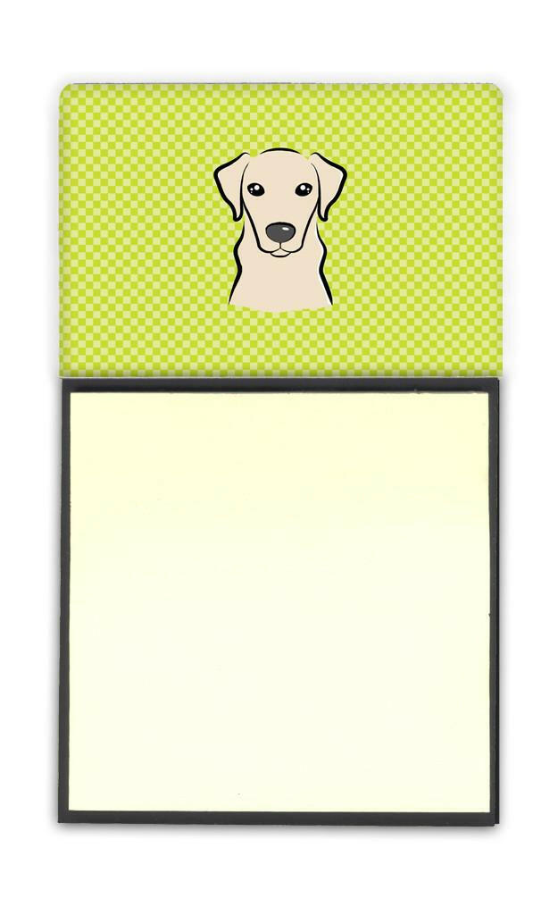 Checkerboard Lime Green Yellow Labrador Refiillable Sticky Note Holder or Postit Note Dispenser BB1284SN by Caroline's Treasures