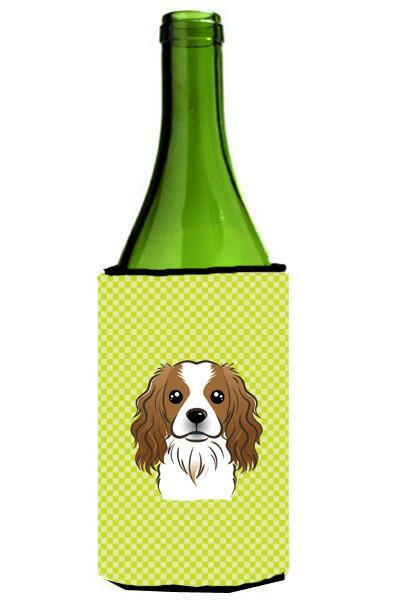 Checkerboard Lime Green Cavalier Spaniel Wine Bottle Beverage Insulator Hugger BB1286LITERK by Caroline's Treasures