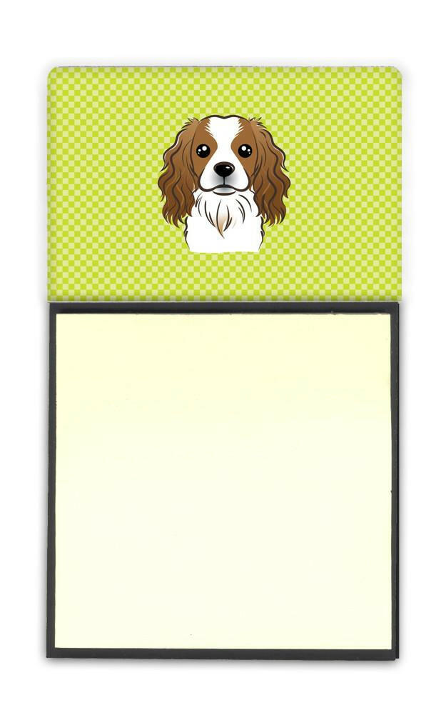 Checkerboard Lime Green Cavalier Spaniel Refiillable Sticky Note Holder or Postit Note Dispenser BB1286SN by Caroline&#39;s Treasures