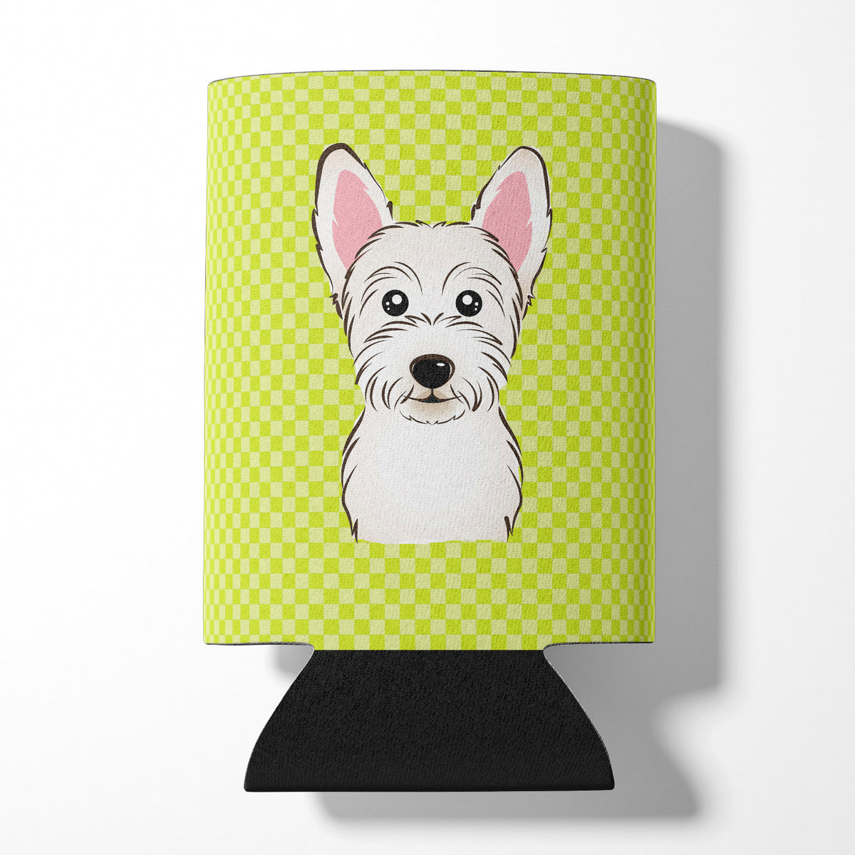 Checkerboard Lime Green Westie Can or Bottle Hugger BB1288CC