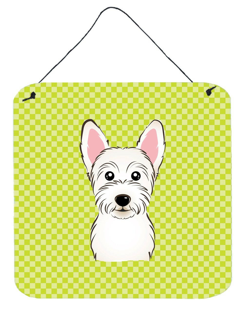 Checkerboard Lime Green Westie Wall or Door Hanging Prints BB1288DS66 by Caroline&#39;s Treasures