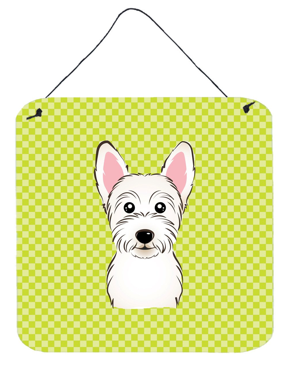 Checkerboard Lime Green Westie Wall or Door Hanging Prints BB1288DS66 by Caroline's Treasures