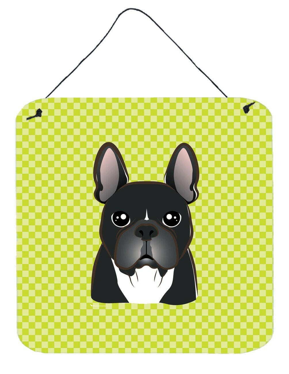 Checkerboard Lime Green French Bulldog Wall or Door Hanging Prints BB1289DS66 by Caroline&#39;s Treasures