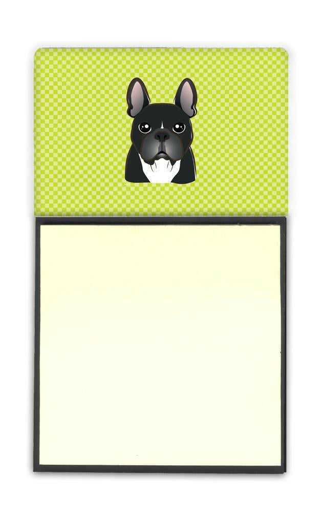 Checkerboard Lime Green French Bulldog Refiillable Sticky Note Holder or Postit Note Dispenser BB1289SN by Caroline&#39;s Treasures