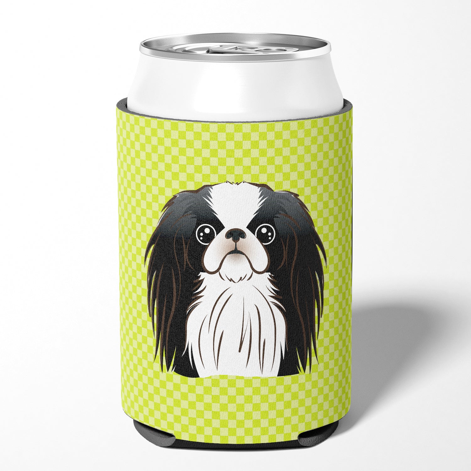 Checkerboard Lime Green Japanese Chin Can or Bottle Hugger BB1292CC