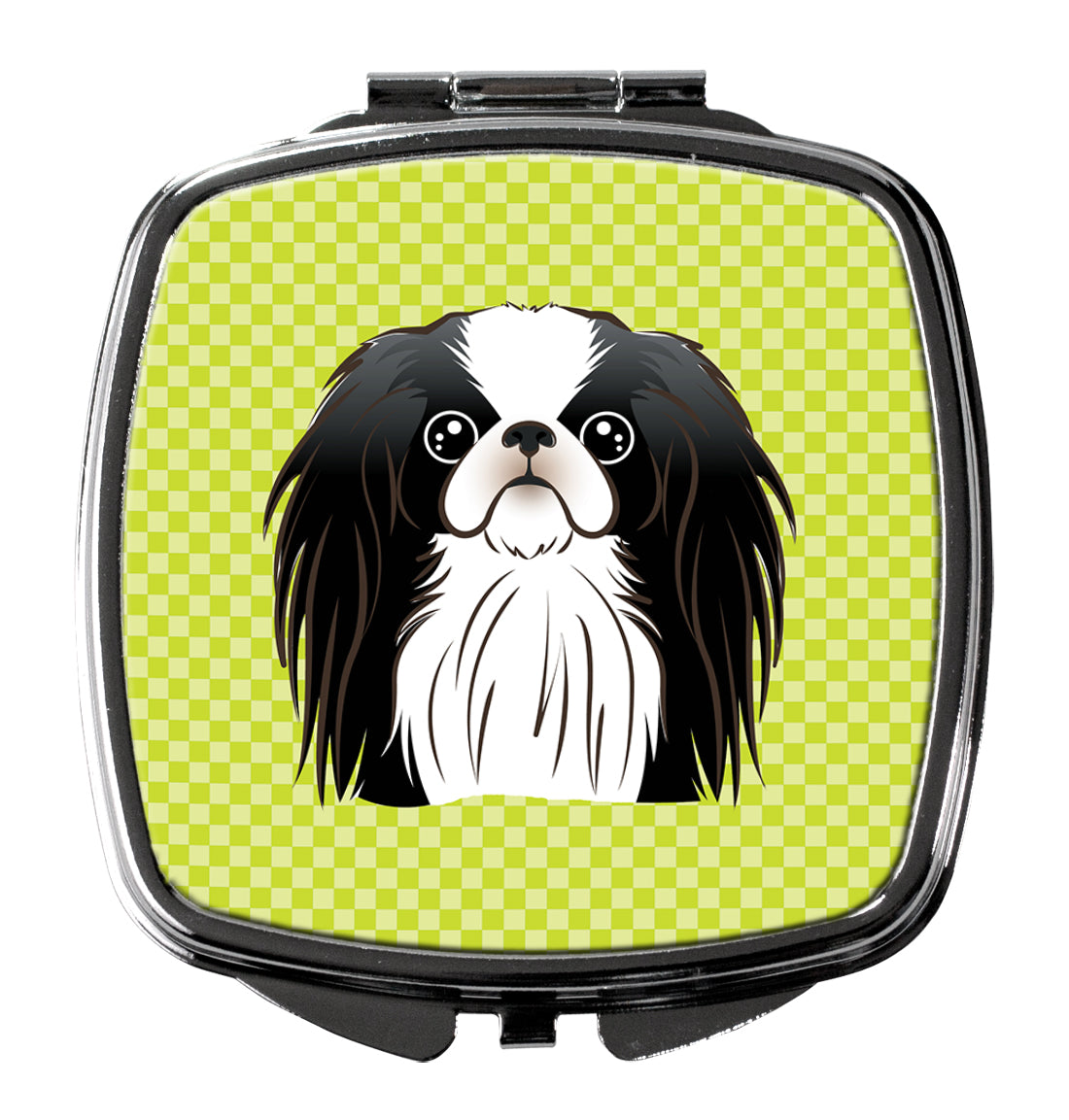 Checkerboard Lime Green Japanese Chin Compact Mirror BB1292SCM  the-store.com.