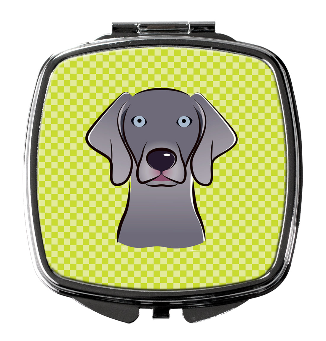 Checkerboard Lime Green Weimaraner Compact Mirror BB1293SCM  the-store.com.