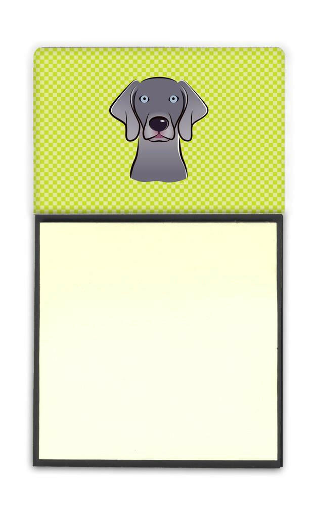 Checkerboard Lime Green Weimaraner Refiillable Sticky Note Holder or Postit Note Dispenser BB1293SN by Caroline&#39;s Treasures