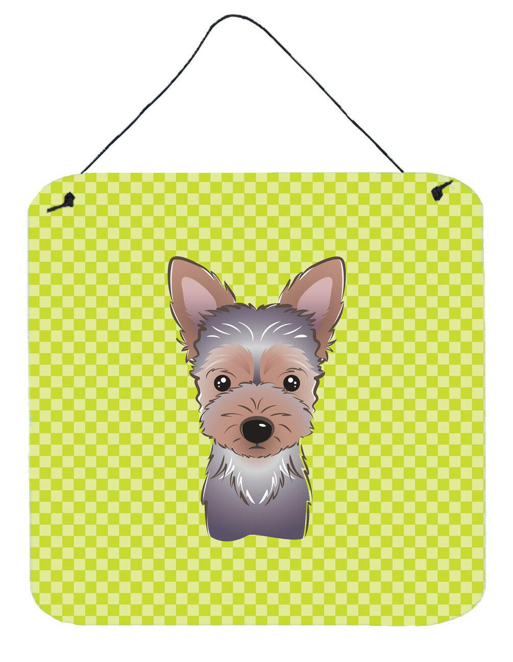 Checkerboard Lime Green Yorkie Puppy Wall or Door Hanging Prints BB1294DS66 by Caroline's Treasures