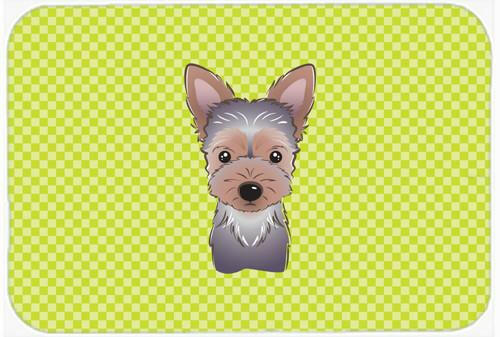 Checkerboard Lime Green Yorkie Puppy Mouse Pad, Hot Pad or Trivet BB1294MP by Caroline&#39;s Treasures